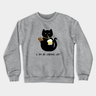 I am an indoor cat - Introvert cat - Indoorsy - black cat - pizza cat Crewneck Sweatshirt